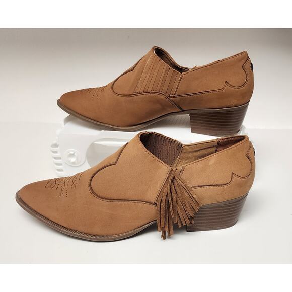 Circus by Sam Edelman Boots Womens Circus Hermosa Pump Bootie Fringe Brown 10M - Picture 1 of 11